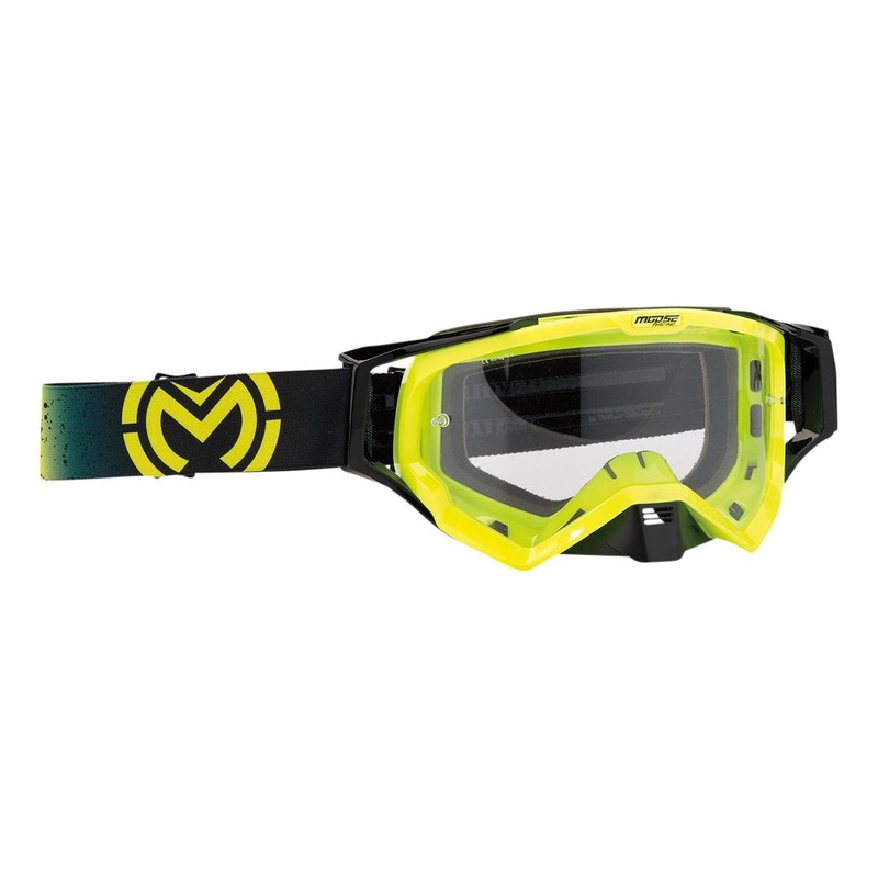 Masque cross Moose Racing XCR Galaxy jaune fluo/noir – écran clair