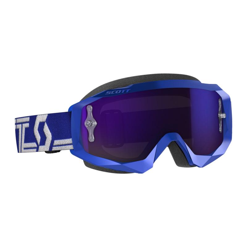 Masque cross Scott Hustle X MX bleu/blanc – écran chrome violet