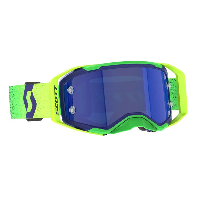 Masque cross Scott Prospect 2.0 AMP Chrome Midnight Purple/Safety Yellow - écran bleu chromé