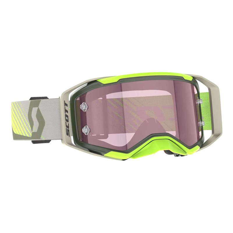 Masque cross Scott Prospect 2.0 AMP Kaki Green/Neon Yellow - écran rose