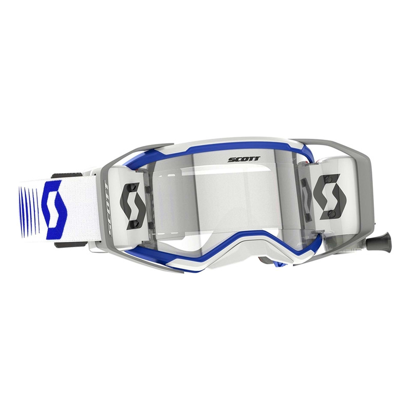 Masque cross Scott Prospect 2.0 WFS doppler white/blue – Écran clear works