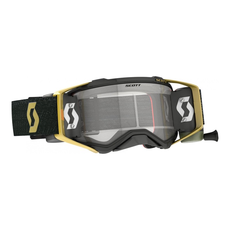Masque cross Scott Prospect WFS Roll Off noir/or – écran Works clai