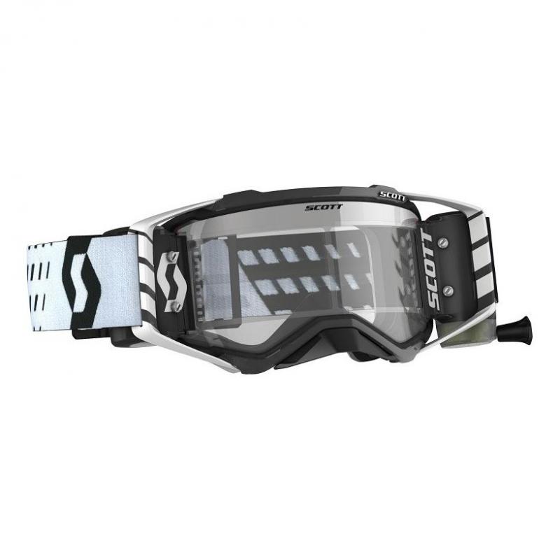Masque cross Scott Prospect WFS Roll Off noir/blanc – écran clair
