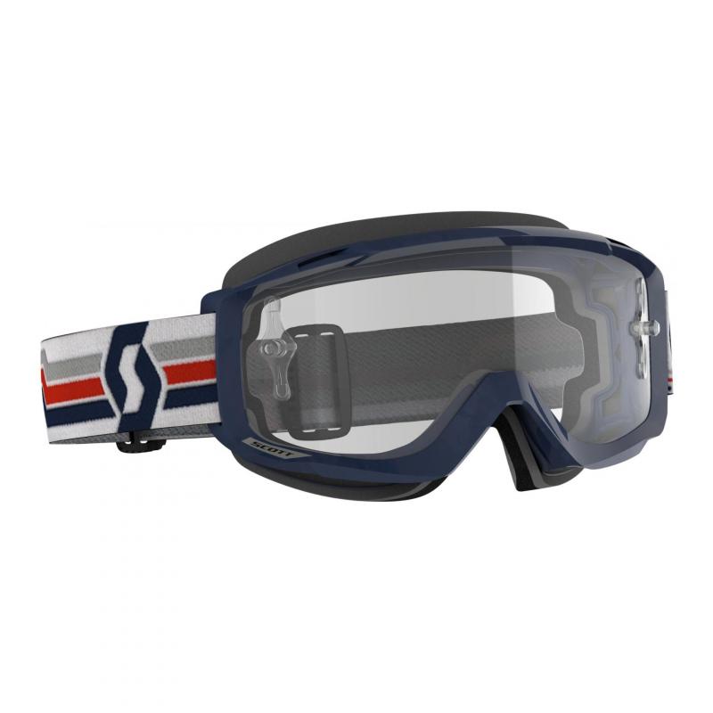Masque cross Scott Split OTG bleu fonçé/blanc/rouge- écran transpar