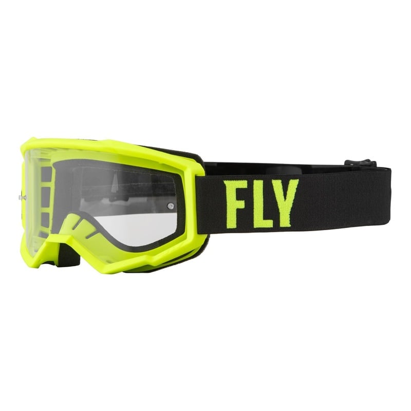 Masque enfant Fly Racing Focus jaune fluo/noir- écran transparent
