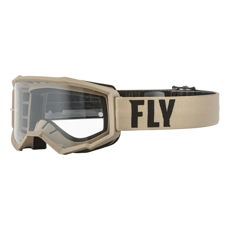 Masque enfant Fly Racing Focus kaki/brun- écran transparent