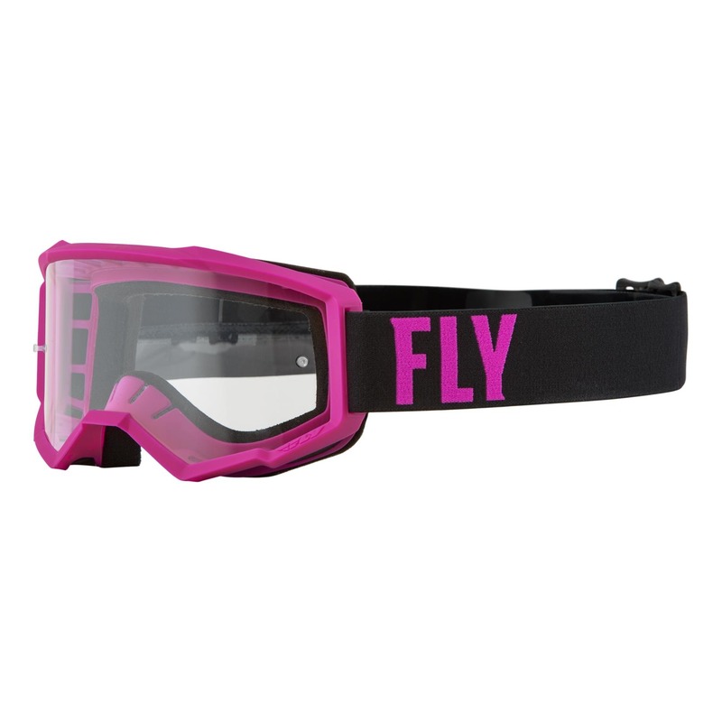 Masque enfant Fly Racing Focus rose/noir- écran transparent