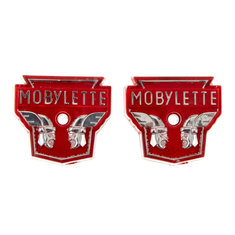 Monogrammes Mobylette têtes gauloises rouge et chrome