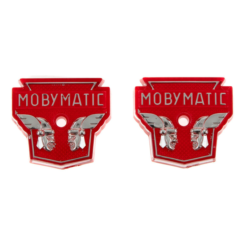 Monogrammes Mobymatic têtes gauloises rouge et chrome