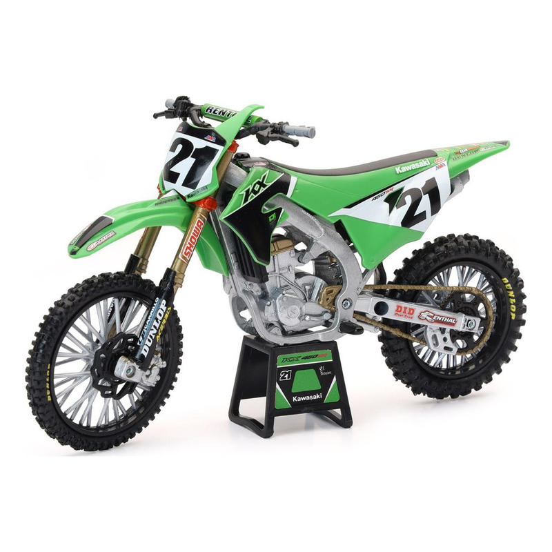 Moto miniature New Ray Kawasaki 450 KX Jason ANDERSON Ã chelle 1/12Â°