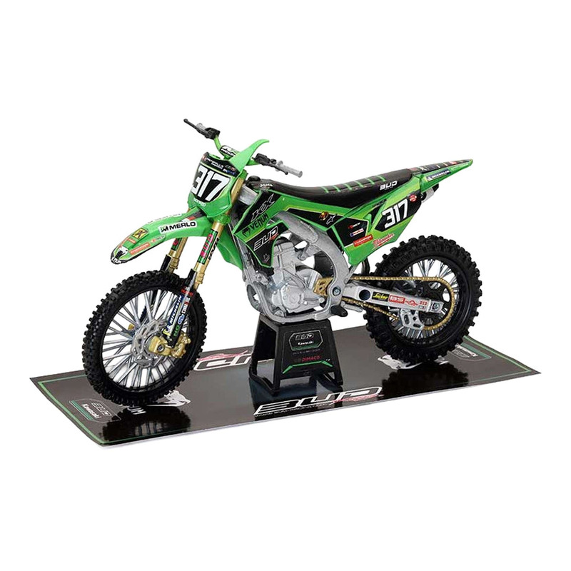 Moto miniature New Ray Kawasaki KX450F NÂ°317 M. Valin Ã chelle 1/12Â°