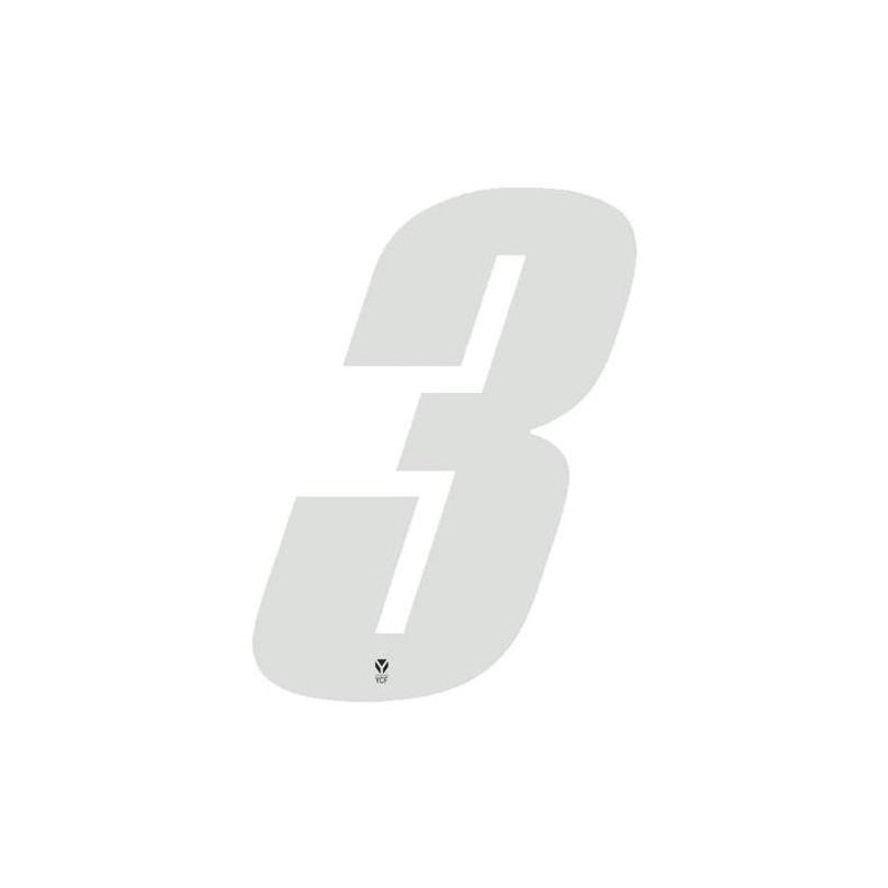 Numéro 3 YCF hauteur 8 cm blanc (3 pièces)
