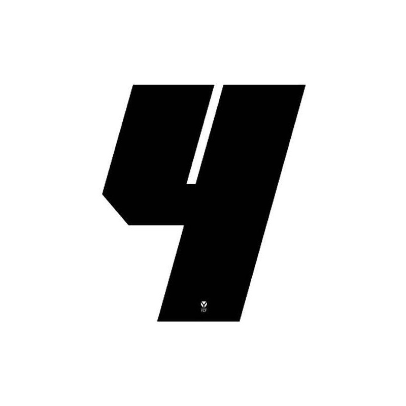 Numéro 4 YCF hauteur 11 cm noir (3 pièces)