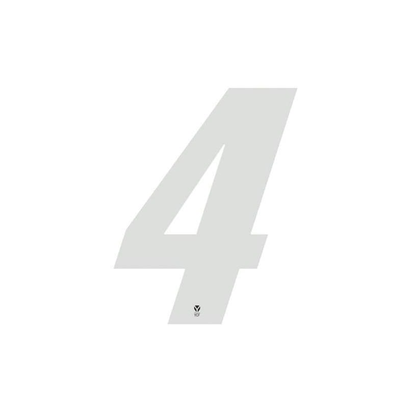Numéro 4 YCF hauteur 8 cm blanc (3 pièces)