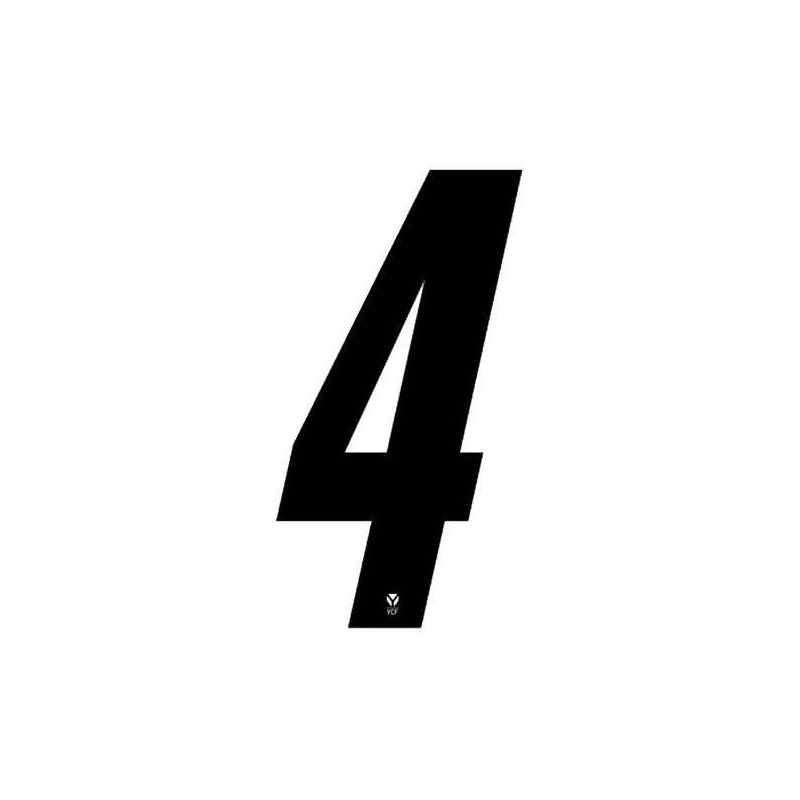 Numéro 4 YCF hauteur 8 cm noir (3 pièces)
