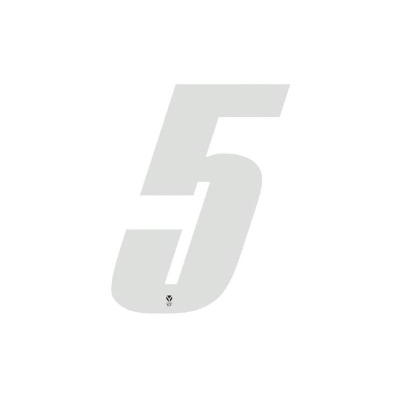 Numéro 5 YCF hauteur 8 cm blanc (3 pièces)