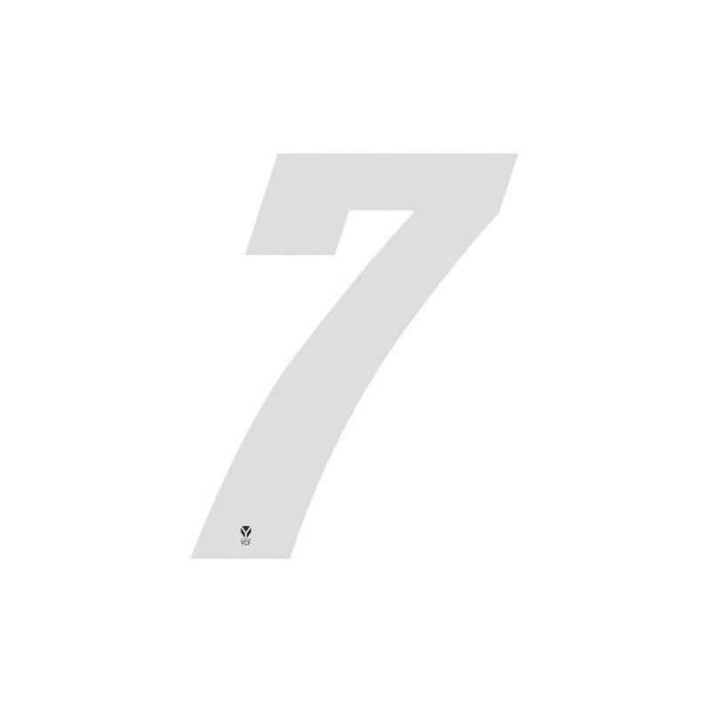 Numéro 7 YCF hauteur 8 cm blanc (3 pièces)