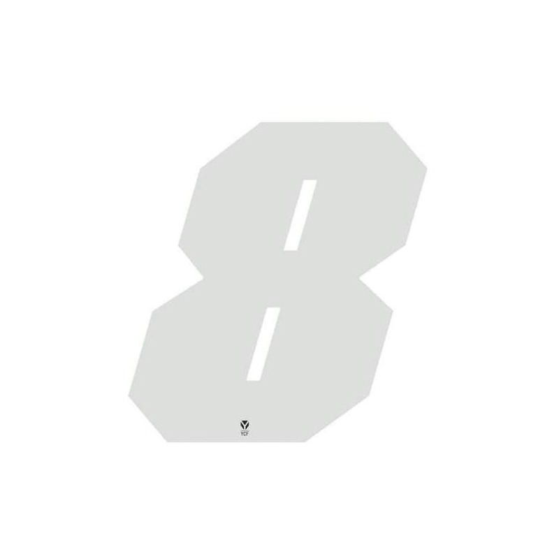 Numéro 8 YCF hauteur 11 cm blanc (3 pièces)