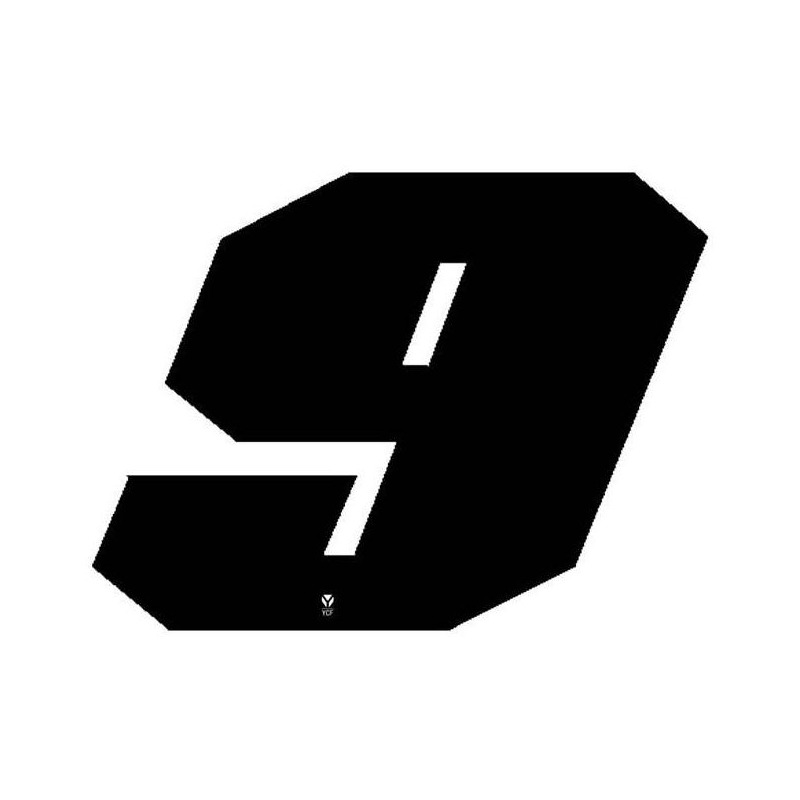 Numéro 9 YCF hauteur 11 cm noir (3 pièces)