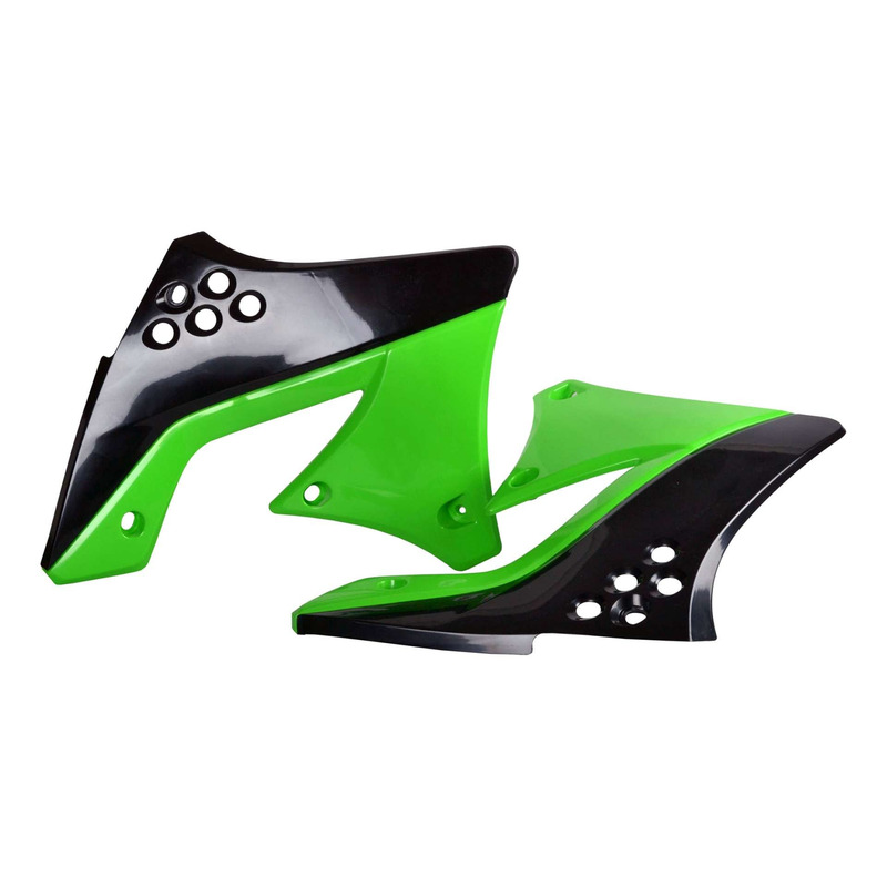 Ouïes de Radiateur POLISPORT Type Origine Noir / Vert - Kawasaki 250