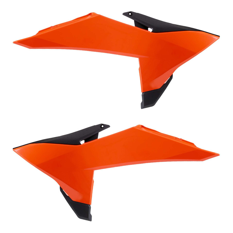 OuÃ¯es de radiateur Polisport type origine oranges / noires KTM SX-F 4