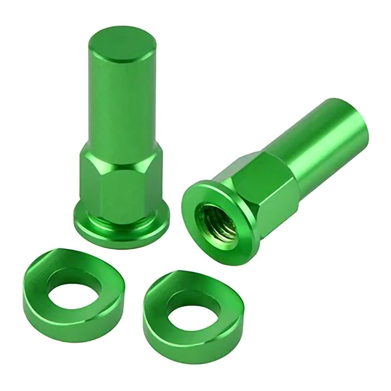 Paire d’Écrous de Gripster + Rondelles BUD RACING en Aluminium Anodisé Vert