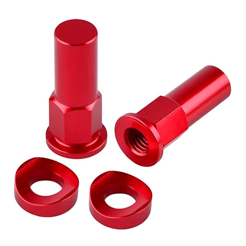 Paire d’Écrous de Gripster + Rondelles BUD RACING en Aluminium Anodisé Rouge