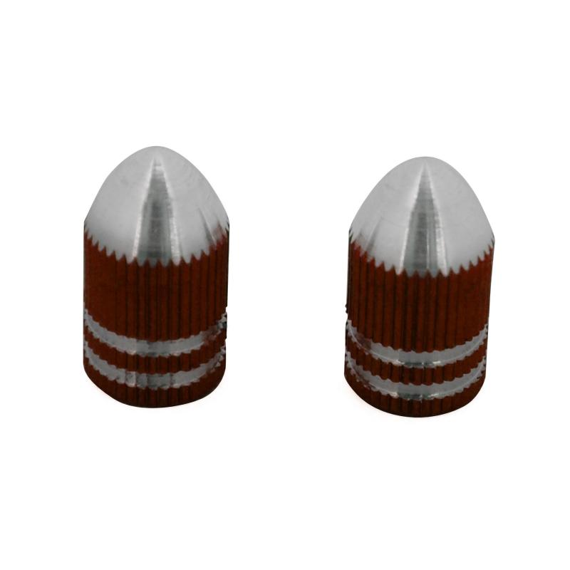 Paire de bouchons de valve Vicma obus rainure rouge