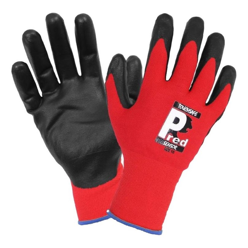 Paire de gants d'atelier Brazoline T8 rouge spécial écran tactile