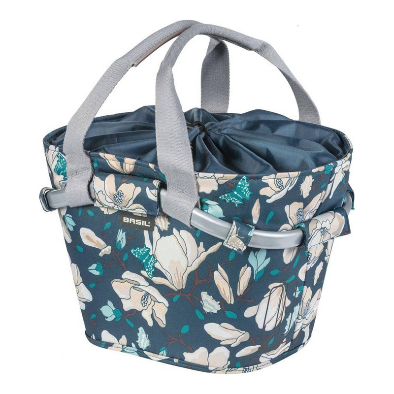 Panier vélo Basil Magnolia bleu canard en toile (15) (vendu sans fixa