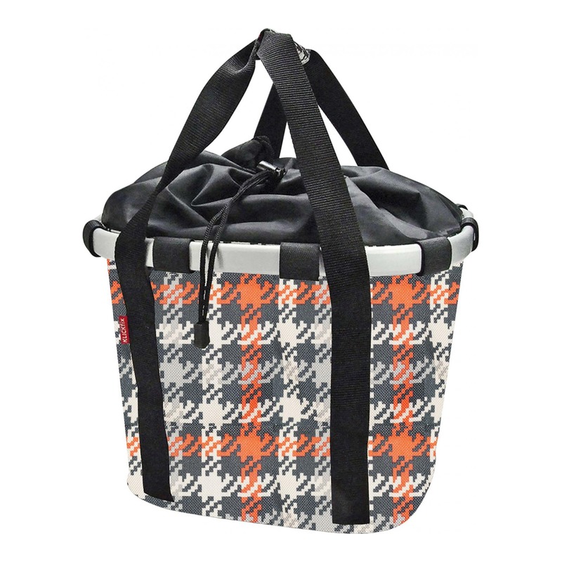 Panier vélo Klickfix Pied de poule rouge/blanc en toile (15L) (vendu