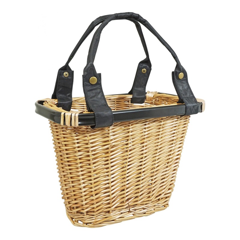 Panier vélo Newton en osier avec fixation automatique au guidon
