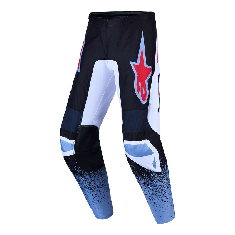 Pantalon cross Alpinestars Fluid Drag black/white/light blue/red fluo