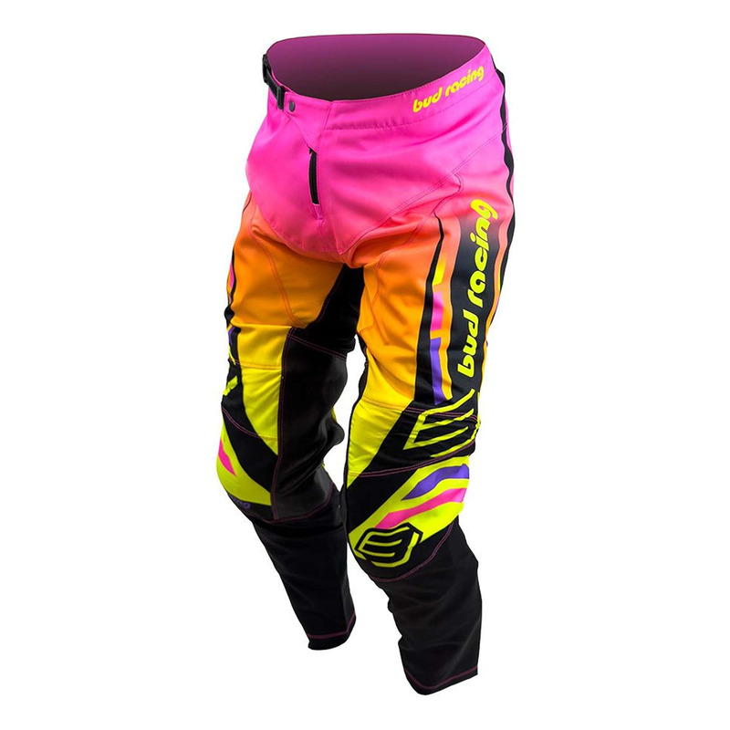 Pantalon cross enfant Bud Racing Racing GP Champion's jaune fluo/rose