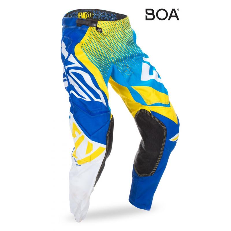 Pantalon cross enfant Fly Racing Evo 2.0 bleu/jaune/blanc - US-26
