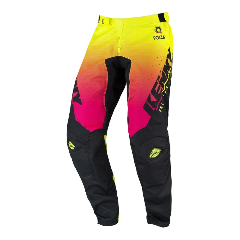 Pantalon cross enfant Kenny Track Focus Kid jaune fluo/rose 2022- US-1