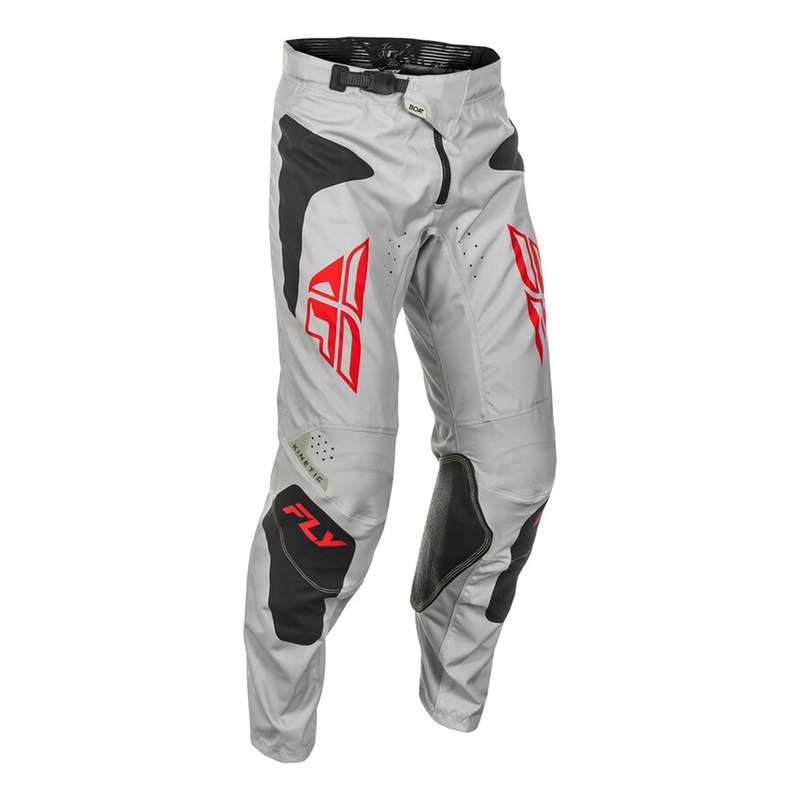 Pantalon cross Fly Racing Kinetic Sym gris clair/rouge/noir