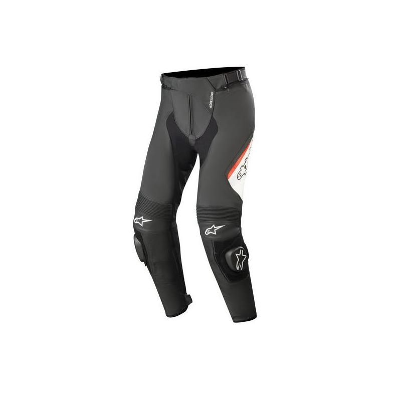 Pantalon cuir Alpinestars Missile V2 noir/blanc/rouge fluo- 44