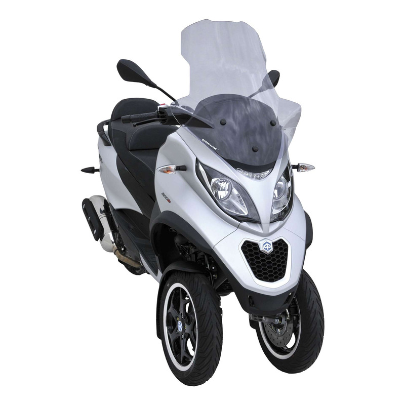 Pare-brise Ermax haute protection 70 cm avec protections mains Piaggio MP3 500 11-18 noir clair