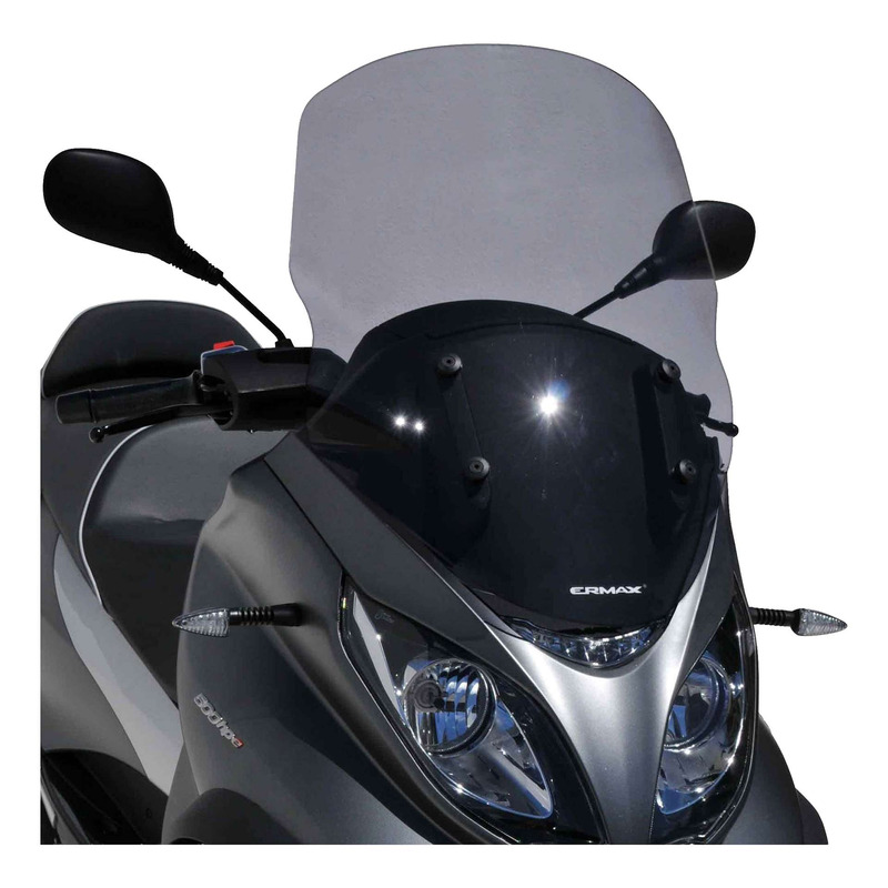 Pare-brise Touring Ermax 65 cm Piaggio MP3 350 HPE 18-21 noir foncé opaque