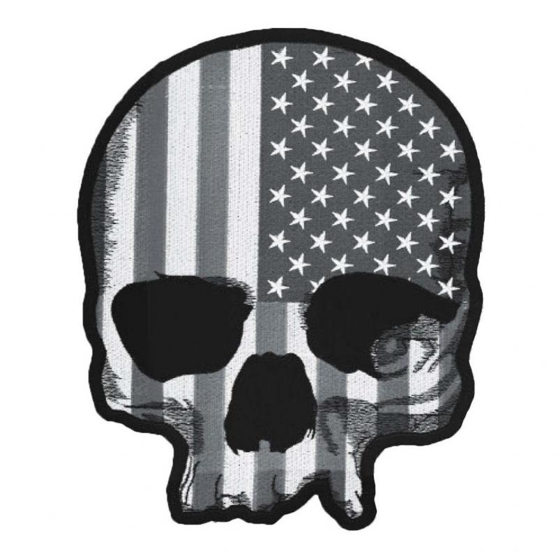 Patch Lethal Threat Tête de mort drapeau USA gris
