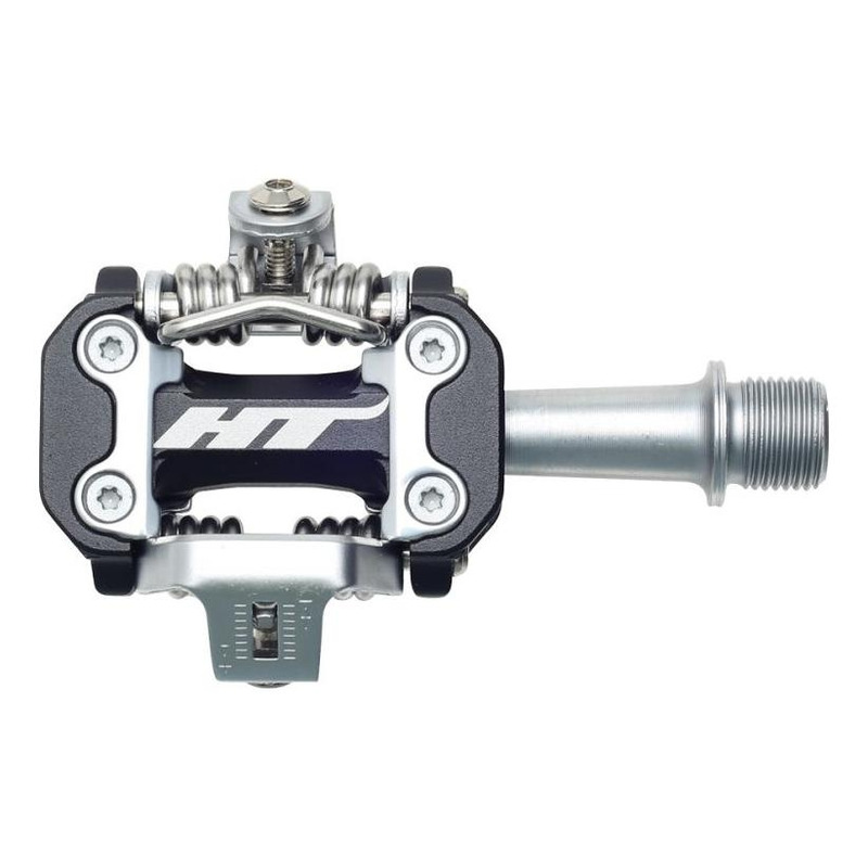 Pédales automatiques VTT HT M2 aluminium noir/argent