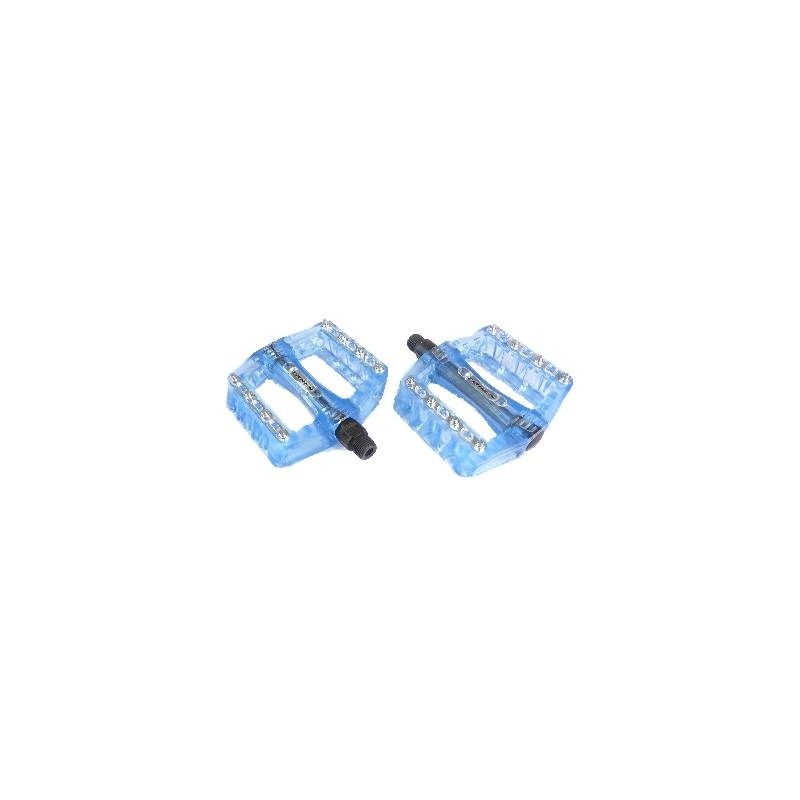 Pédales plates de BMX Token bleues avec pointes remplaçables (paire)