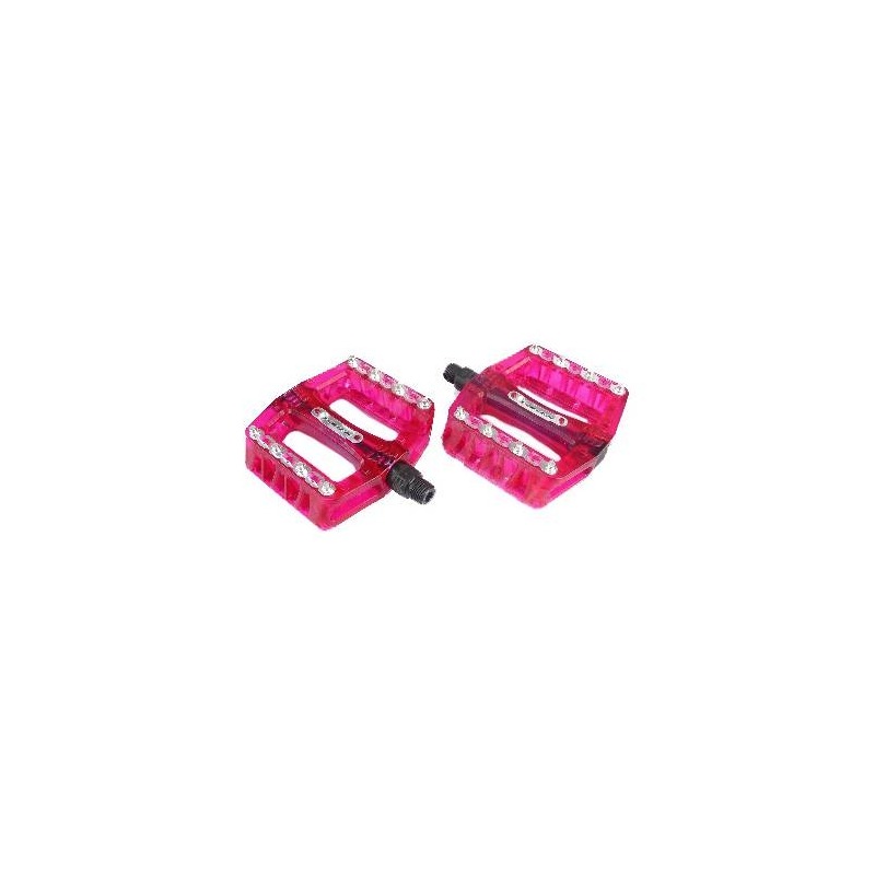 Pédales plates de BMX Token rouges avec pointes remplaçables (paire)