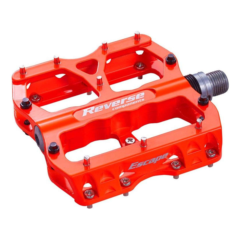 PÃ©dales plates VTT Reverse Escape orange neon