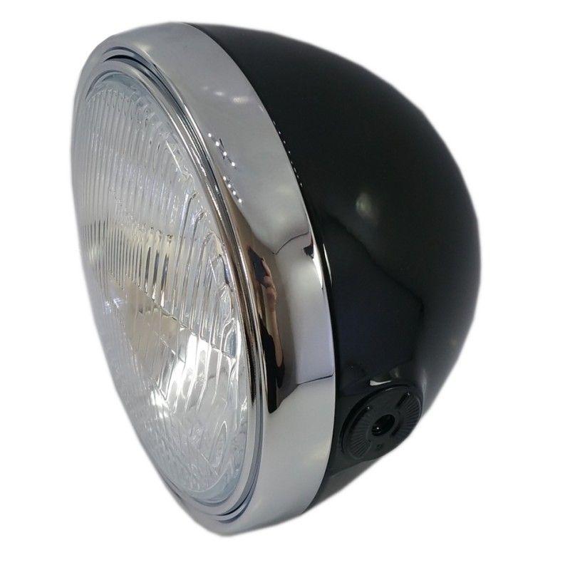 Phare British Style 2 Brazoline noir / chromé Ø 195 mm