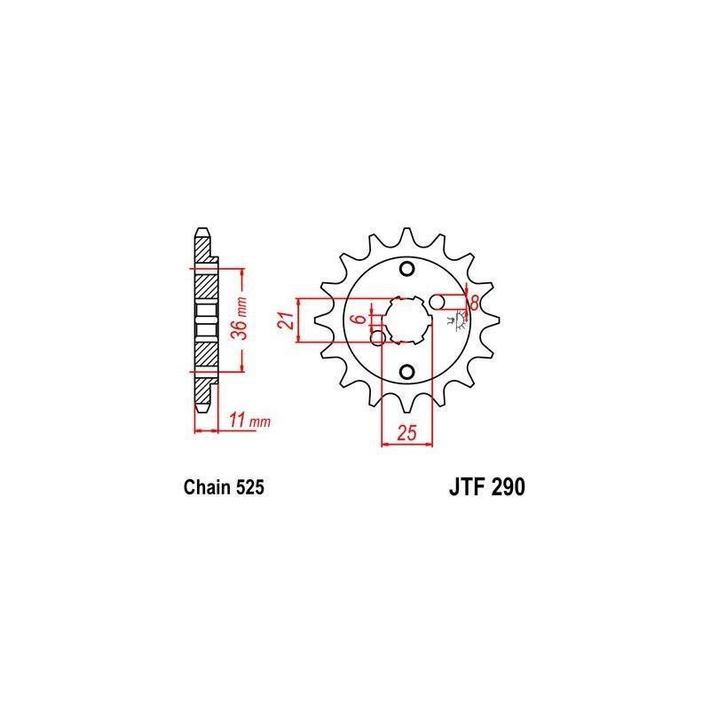 Pignon JT Sprockets Acier pas 525 15 dents - Pour Honda XBR 500 85-86