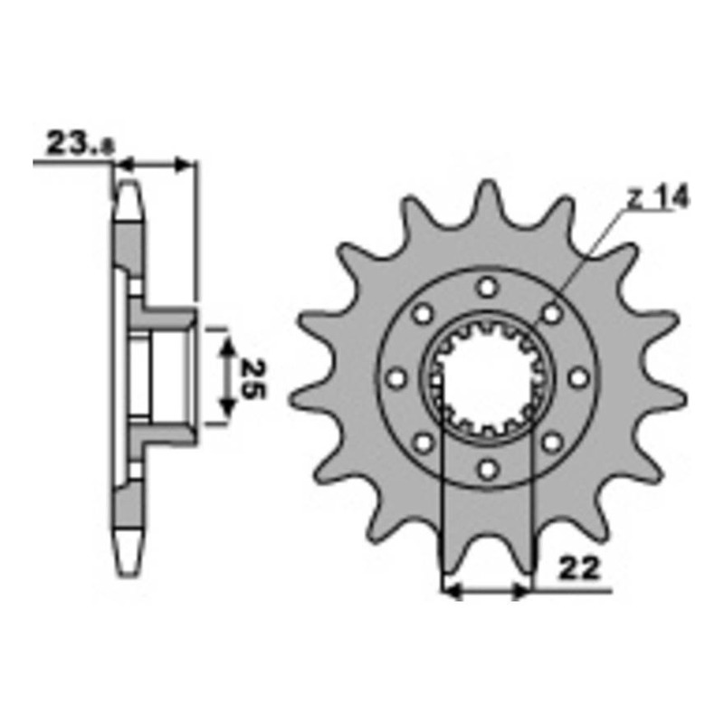Pignon PBR 2252 Acier 18NC pas 520- 15