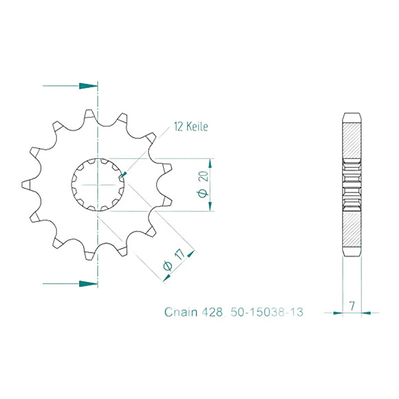 Pignon Supersprox 428 12 dents Sherco SM 50 R 21-25