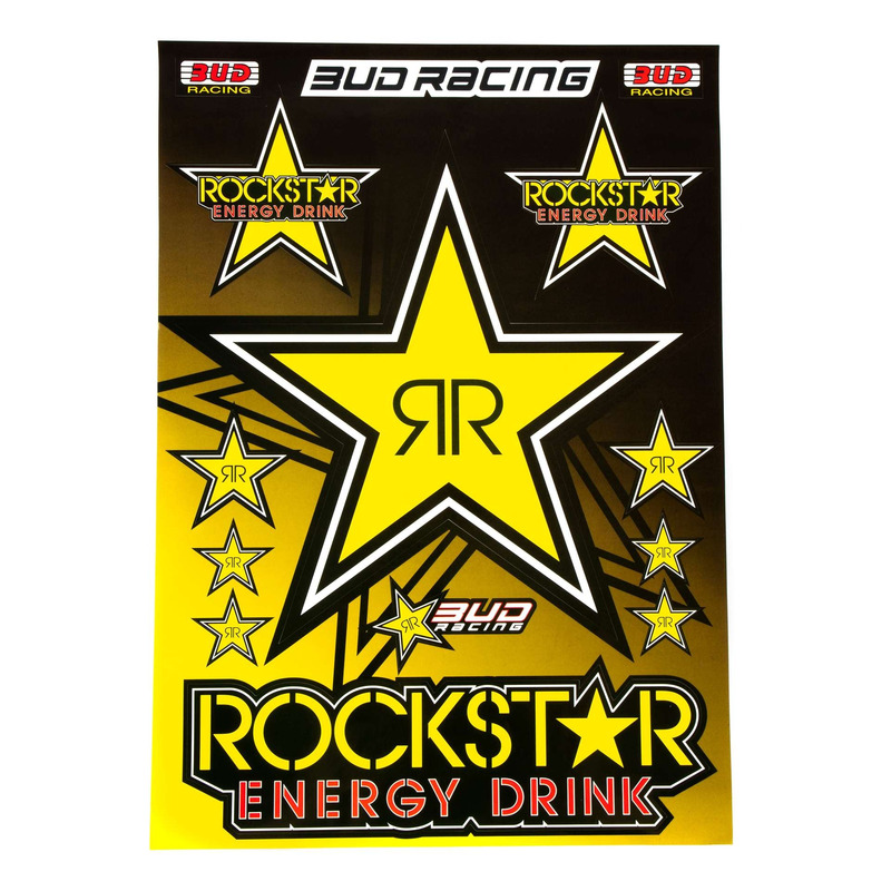 Planche autocollants Bud Racing Rockstar 42cm x 30cm jaune/noir